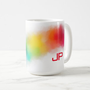 Colourful Rainbow Colours Elegant Monogram Templat Coffee Mug