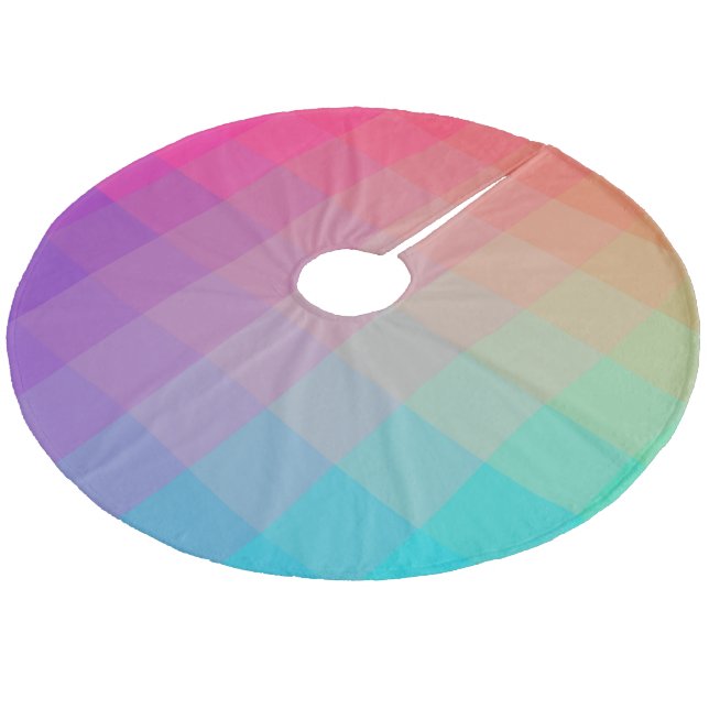 Colourful Rainbow Colours Gradient Design Fleece Tree Skirt (Angled)