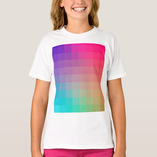 Colourful Rainbow Colours Gradient Design T-Shirt (Front)