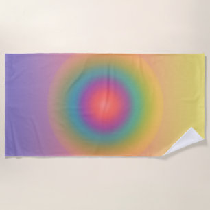 Colourful Rainbow Concentric Circle Space   Beach Towel