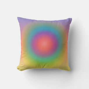 Colourful Rainbow Concentric Circle Space  Cushion