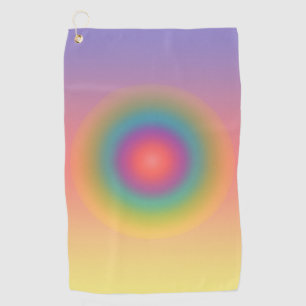 Colourful Rainbow Concentric Circle Space  Golf Towel