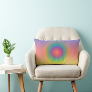Colourful Rainbow Concentric Circle Space   Lumbar Cushion