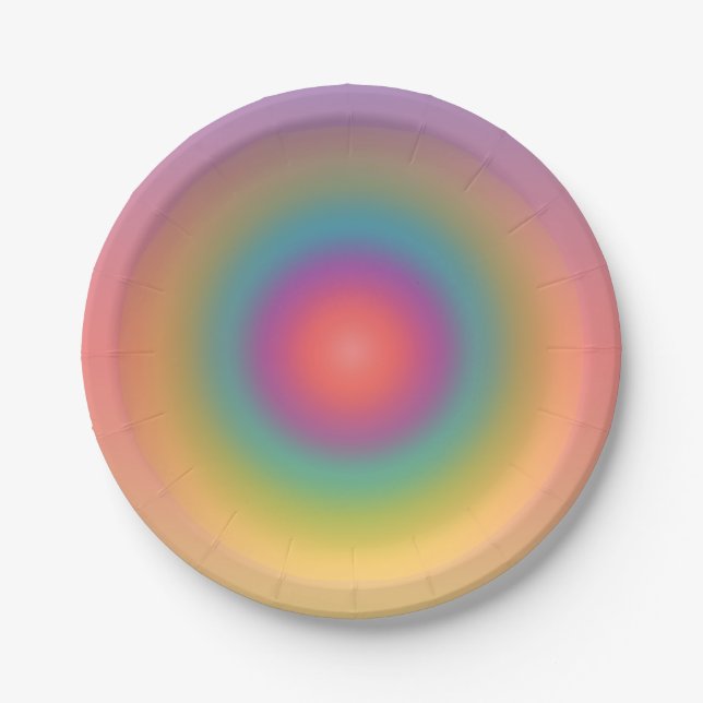 Colourful Rainbow Concentric Circle Space  Paper Plate (Front)