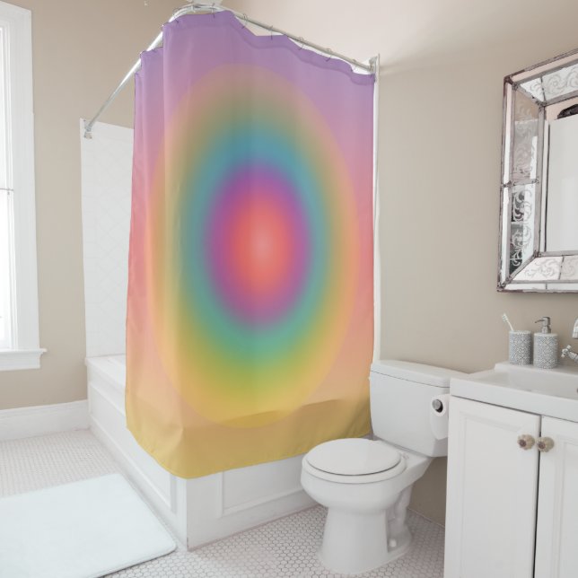 Colourful Rainbow Concentric Circle Space  Shower Curtain (In Situ)