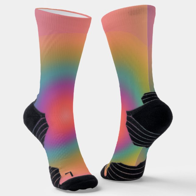 Colourful Rainbow Concentric Circle Space  Socks (Angled)