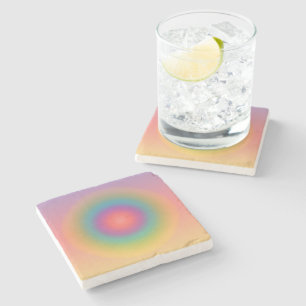 Colourful Rainbow Concentric Circle Space Stone Coaster