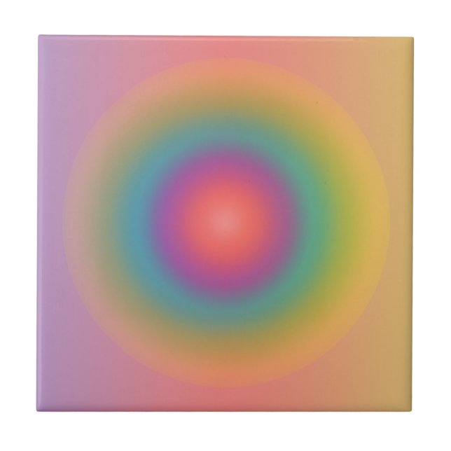 Colourful Rainbow Concentric Circle Space  Tile (Front)