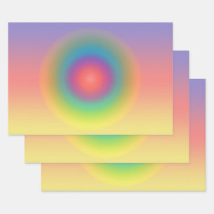 Colourful Rainbow Concentric Circle Space Wrapping Paper Sheet