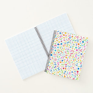 Colourful Rainbow Confetti Pattern Fun Birthday Notebook