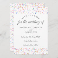Colourful Rainbow Confetti Save the Date