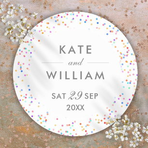 Colourful Rainbow Confetti Wedding Classic Round Sticker