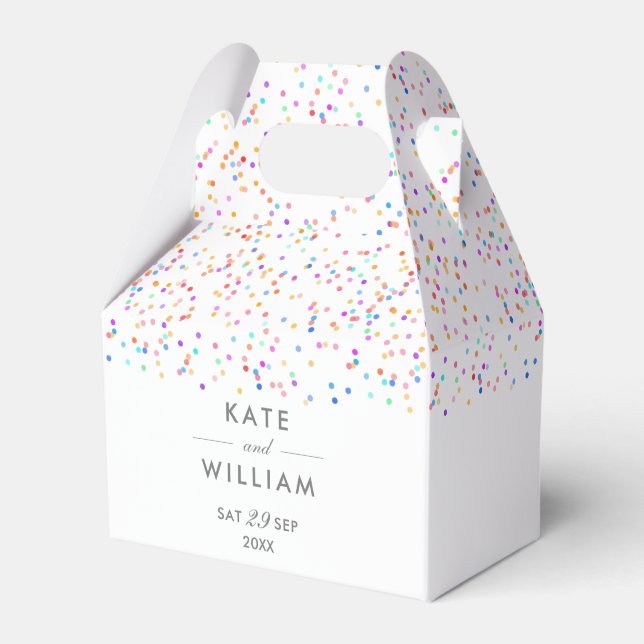 Colourful Rainbow Confetti Wedding Favour Box (Front Side)