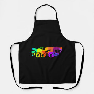Colourful rainbow crane vehicle construction site apron