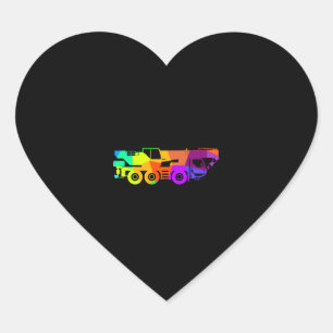 Colourful rainbow crane vehicle construction site heart sticker
