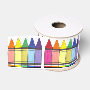 Colourful Rainbow Crayons Art Artist School Teache Grosgrain Ribbon
