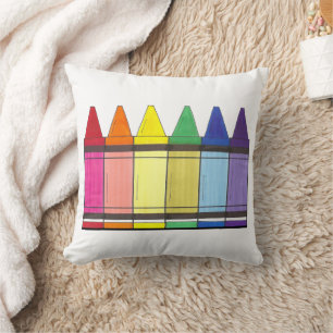 Colourful Rainbow Crayons Art Supplies Artist Prid Cushion
