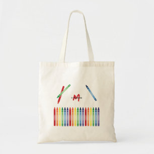 Colourful Rainbow Crayons Cute Monogram School Tote Bag