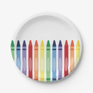 Colourful Rainbow Crayons  Paper Plate