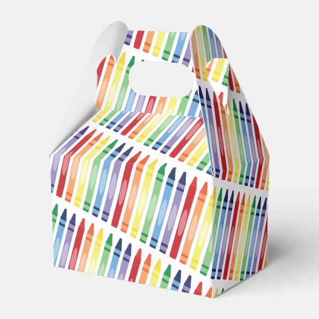 Colourful Rainbow Crayons Pattern Favour Box (Front Side)