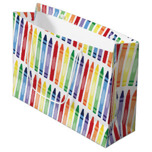Colourful Rainbow Crayons Pattern Large Gift Bag