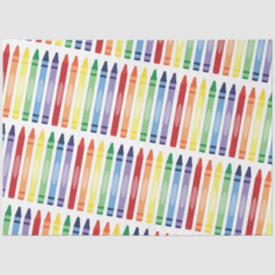 Colourful Rainbow Crayons Pattern Tissue Paper