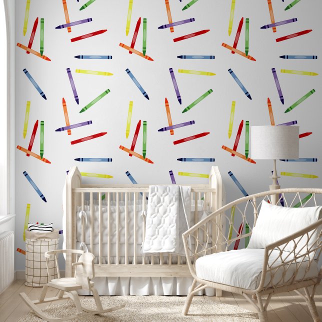 Colourful Rainbow Crayons Pattern Wallpaper (Kids)