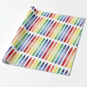 Colourful Rainbow Crayons Pattern Wrapping Paper