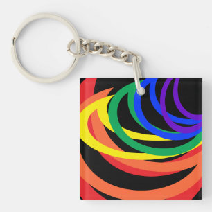 Colourful Rainbow Crescent Moon Acrylic Keychain