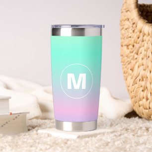 Colourful Rainbow Custom Monogram Insulated Tumbler