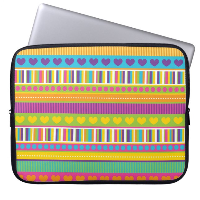 Colourful Rainbow Cute Patterns and Shapes Gifts Laptop Sleeve (Front)