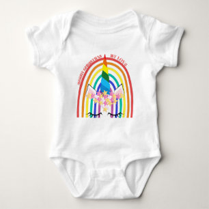 Colourful Rainbow Cute Unicorn Merry Christmas Baby Bodysuit