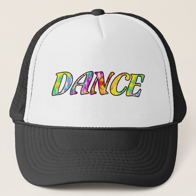 Colourful Rainbow Dance Typography Design Trucker Hat (Front)