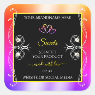 Colourful Rainbow Decor Jewels Black Product Label