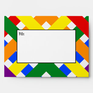 Colourful Rainbow Diagonal Criss-Cross Stripes Envelope