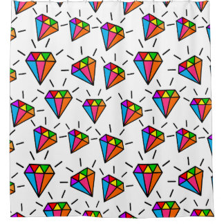 Colourful rainbow diamonds pattern shower curtain