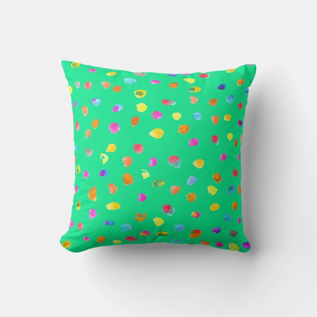 Colourful rainbow dots modern contemporary simple cushion (Front)