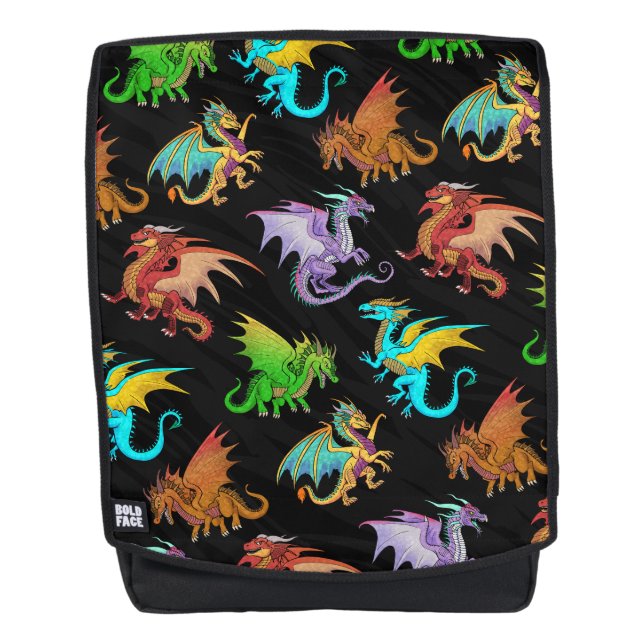 Colourful Rainbow Dragons School Backpack (Front)