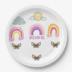 Colourful Rainbow Dream Big Paper Plate