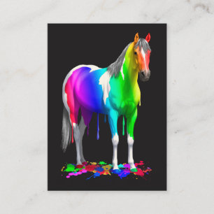 Colourful Rainbow Dripping Wet Paint Horse Business Card