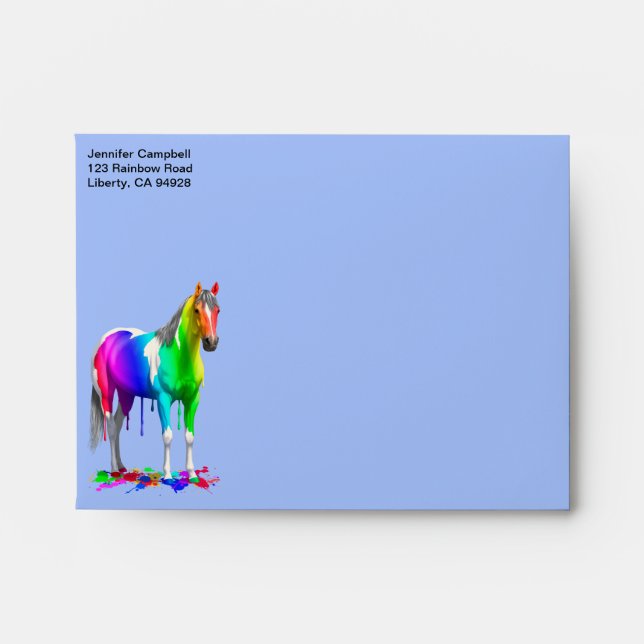 Colourful Rainbow Dripping Wet Paint Horse Envelope (Front)