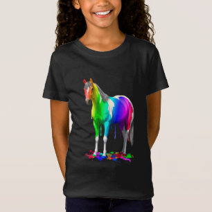 Colourful Rainbow Dripping Wet Paint Horse T-Shirt