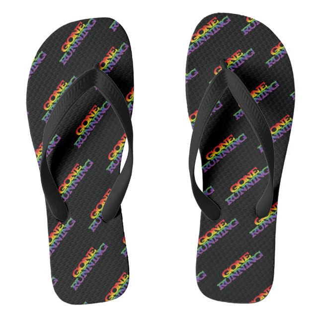 Colourful Rainbow Effect Gone Running Text Pattern Jandals (Footbed)