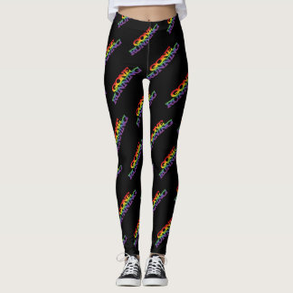 Colourful Rainbow Effect Gone Running Text Pattern Leggings
