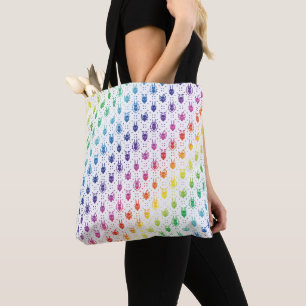 Colourful Rainbow Fantasy Dragon Quilt Pattern Tote Bag