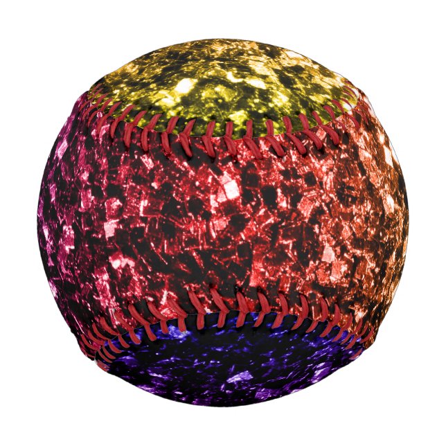 Colourful Rainbow faux glitter sparkles bling Baseball (Front)