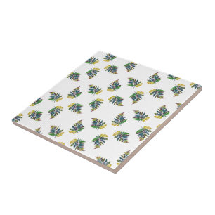 Colourful Rainbow Fern Leaf Simple Pattern Tile