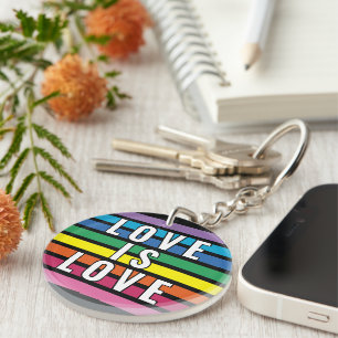 Colourful Rainbow Flag Colours Stripes Pattern Key Ring