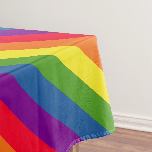 Colourful Rainbow Flag Gay Pride Tablecloth (In Situ)