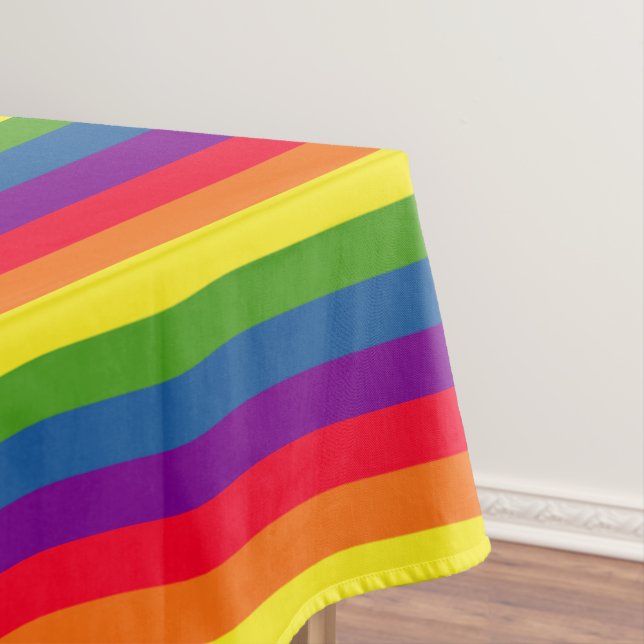 Colourful Rainbow Flag Gay Pride Tablecloth (In Situ)